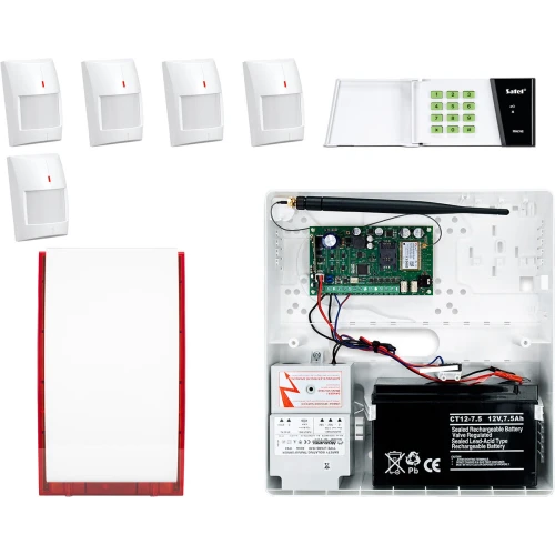 Bezprzewodowy System alarmowy SATEL: Płyta Główna MICRA, Manipulator MKP-300, 5 x Czujka MPD-300 , Sygnalizator , Akcesoria