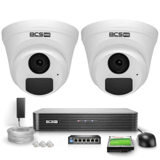 Zestaw monitoring 2x Kamera BCS-B-EIP12FR3(2.0) Full HD IR 30m Audio PoE 1TB