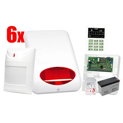 System alarmowy SATEL: Centrala CA-10 P, Manipulator CA-10 KLCD-S, 6 x Czujka AQUA Plus, Sygnalizator SPL-5010 R, Akcesoria