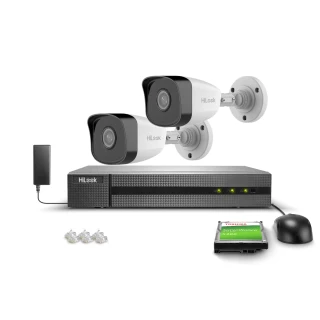 Zestaw do monitoringu 2x IPCAM-B2 Full HD, PoE, IR 30m, H.265+, IP67 Hilook Hikvision