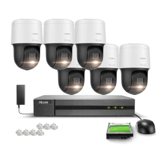 Zestaw do monitoringu 6x Kamera obrotowa PTZ-N4MP, 4Mpx, PoE, H.265+ Hilook Hikvision
