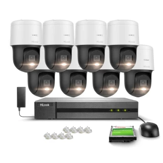 Zestaw do monitoringu 8x Kamera obrotowa PTZ-N4MP, 4Mpx, PoE, H.265+ Hilook Hikvision