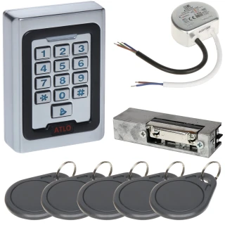Zestaw kontroli dostępu ATLO-KRM-511, zasilacz, elektrozaczep, karty dostępu