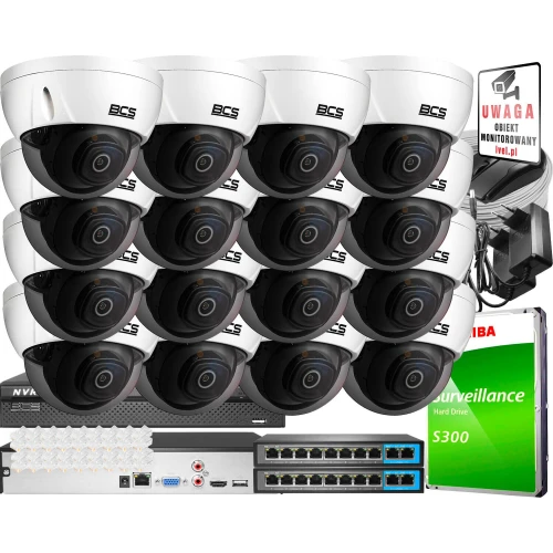 System monitoringu: 16x kamera wandaloodporna IK10 FullHD, funkcje inteligentne+ rejestrator
