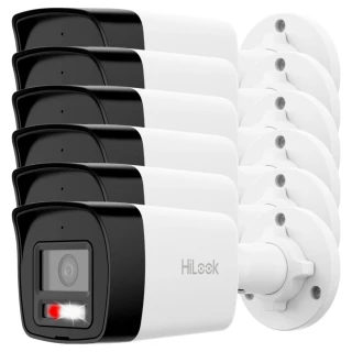 Zestaw kamer IP 6x HiLook by Hikvision IPC-B140HA-LUC 4Mpx Smart Hybrid Light 20m, mikrofon