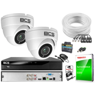 2 x kamery zewnętrzne BCS-DMQ2203IR3-B + Rejestrator BCS-XVR0401-IV + Dysk 1tB + Akcesoria