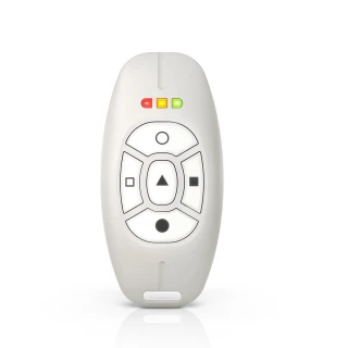 Dwukierunkowy pilot zdalnego sterowania Abax 2 APT-200 z czterema przyciskami i diodą sygnalizacyjną. Elegancki design pilota APT-200 idealnie pasuje do nowoczesnych systemów alarmowych.