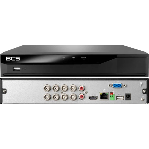 Monitoring 4K zestaw do firmy domu BCS Rejestrator cyfrowy hybrydowy BCS-L-XVR0801-4KE-IV 6x Kamer BCS-TA48VWR6 Akcesoria