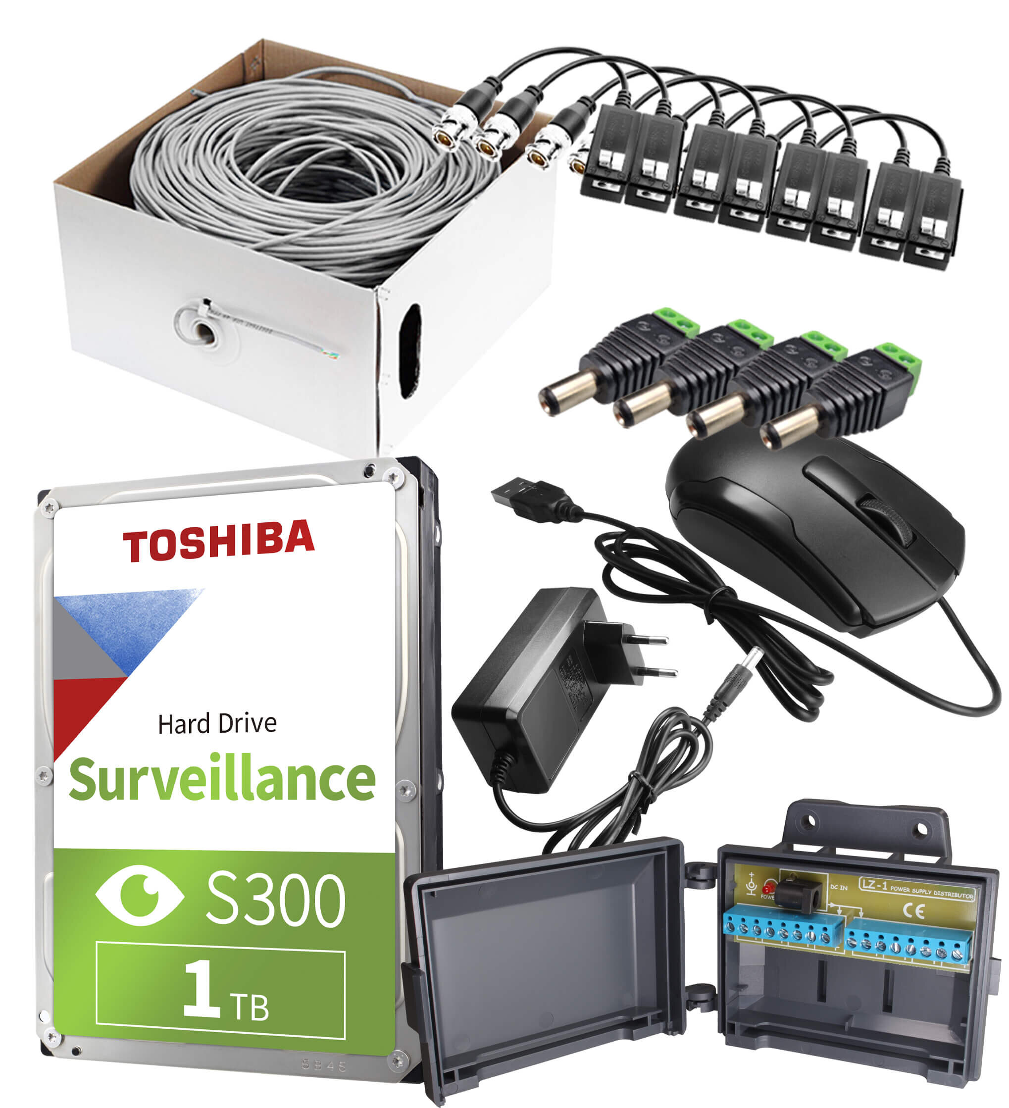 Akcesoria: Zestaw do monitoringu: Rejestrator LV-XVR44S, 4x Kamera LV-AL40HVDW-S, 1TB, akces