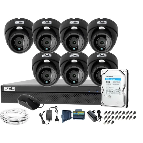 7x BCS-DMQE2200IR3-G BCS-XVR0801-III 1TB Monitoring domu firmy FullHD