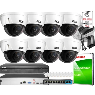 System monitoringu: 8x kamera wandaloodporna IK10 FullHD, funkcje inteligentne+ rejestrator