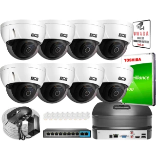 System monitoringu: 8x kamera wandaloodporna IK10 FullHD, funkcje inteligentne+ mini rejestrator