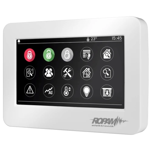 System alarmowy Ropam NeoGSM-IP-64 DIN, Biały, 8x Czujka Sterowanie roletami, oświetleniem, powiadamianie GSM, Wifi 