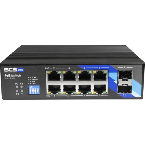 BCS-B-ISP08G-2SFP BCS switch PoE 8 portowy szyna DIN