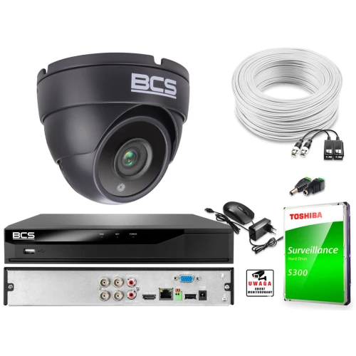 Monitoring do samodzielnego montażu - zestaw: 1 kamer BCS-DMQE2200IR3-G 2MPx, rejestrator BCS-L-XVR0401-VI 5MPx lite, dysk 1TB, skrętka