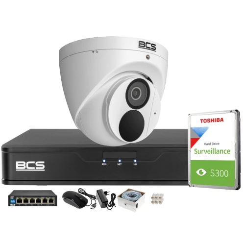 Zestaw do monitoringu z kamerą kopułkową 5 Mpx Kamera BCS-P-EIP25FSR3-Ai1 akcesoriami