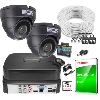 BCS zestaw monitoringu kamery 2szt. BCS-DMQ2503IR3-G BCS-L-SXVR0401-4KE-III 1TB