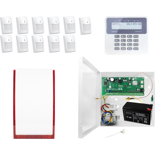 Bezprzewodowy System alarmowy SATEL: Płyta Główna Perfecta 16-WRL + Manipulator PRF-LCD-WRL+ 11 x Czujka MPD-300 , Sygnalizator Bezprzewodowy MSP-300 + Akcesoria