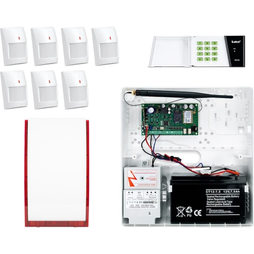Bezprzewodowy System alarmowy SATEL: Płyta Główna MICRA, Manipulator MKP-300, 7 x Czujka MPD-300 , Sygnalizator , Akcesoria
