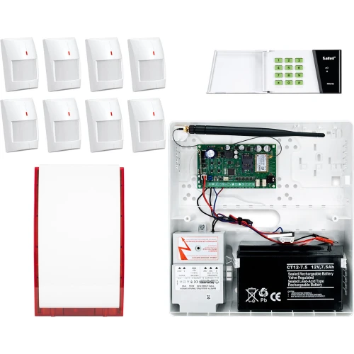 Bezprzewodowy System alarmowy SATEL: Płyta Główna MICRA, Manipulator MKP-300, 8 x Czujka MPD-300 , Sygnalizator , Akcesoria