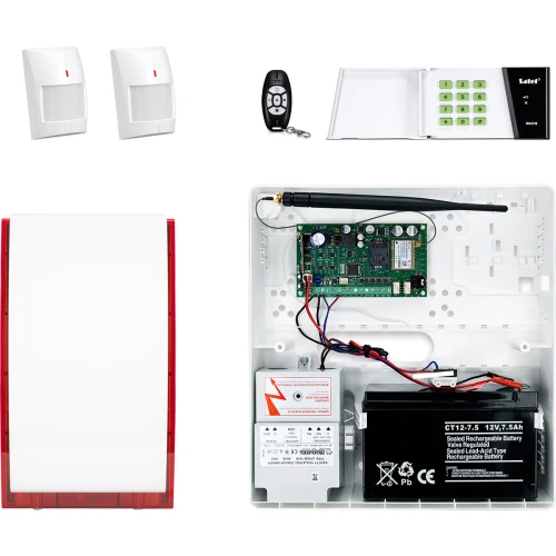 Bezprzewodowy System alarmowy SATEL: Płyta Główna MICRA, Manipulator MKP-300, 1x Pilot do zdalnego sterowania MPT-300, 2 x Czujka MPD-300 , Sygnalizator , Akcesoria