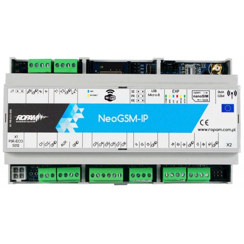 Centrala alarmowa Ropam NeoGSM-IP-D9M w obudowie DIN