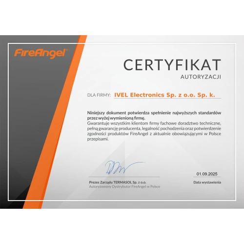 Czujnik tlenku węgla z wyświetlaczem FA3322-INT FireAngel 