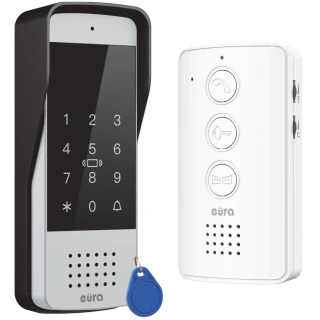 Domofon EURA ADP-34A3 - biały, jednorodzinny, głośnomówiący, obsługa 2 wejść, szyfrator, czytnik zbliżeniowy