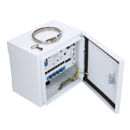 Extralink Atlas | Zewnętrzny switch PoE | 8x RJ45 1000Mb/s PoE, 2x SFP, 120W, aktywne chłodzenie