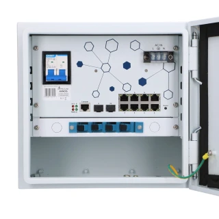 Extralink Minos | Zewnętrzny switch PoE | 8x RJ45 1000Mb/s PoE, 2x SFP, 200W, L2, aktywne chłodzenie