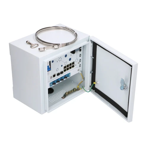 Extralink Minos | Zewnętrzny switch PoE | 8x RJ45 1000Mb/s PoE, 2x SFP, 200W, L2, aktywne chłodzenie