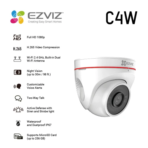 Kamera Full HD audio alarm Wifi Bezprzewodowa Ezviz C4W 64GB