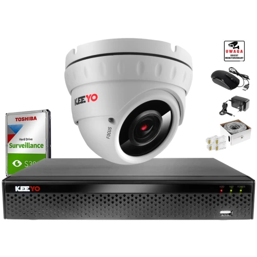IP Zestaw monitoringu KEEYO 5MPx IR 40m Motozoom 1 Kamera kopułkowa 1TB