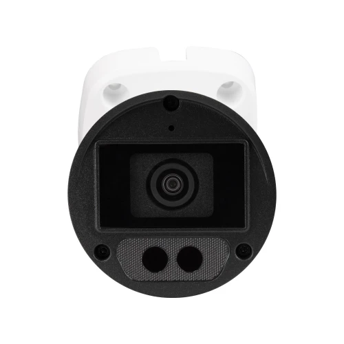 Kamera tubowa w kolorze czarno-białym z widocznym obiektywem na środku. Urządzenie ma cylindryczny kształt i jest przeznaczone do monitoringu.