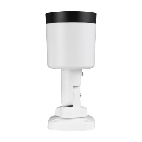 Biała kamera tubowa z czarnym wykończeniem na górze, zamontowana na regulowanym uchwycie. Kamera jest przedstawiona na białym tle, co podkreśla jej nowoczesny design.