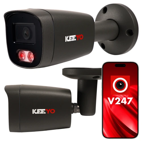 Kamera tubowa IP KEEYO LV-V-IP5M25TF-DL-G 5 Mpx, hybrydowe doświetlenie IR/LED