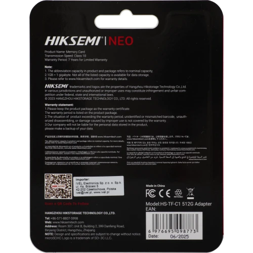 Karta pamięci microSD HS-TF-C1 512GB HikSemi by HIKVISION