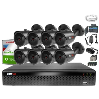 Kompletny system monitoringu na 8 kamer jakość HD LV-AL30HT Rejestrator LV-XVR84N-II Dysk 1TB 80m przewodu akcesoria