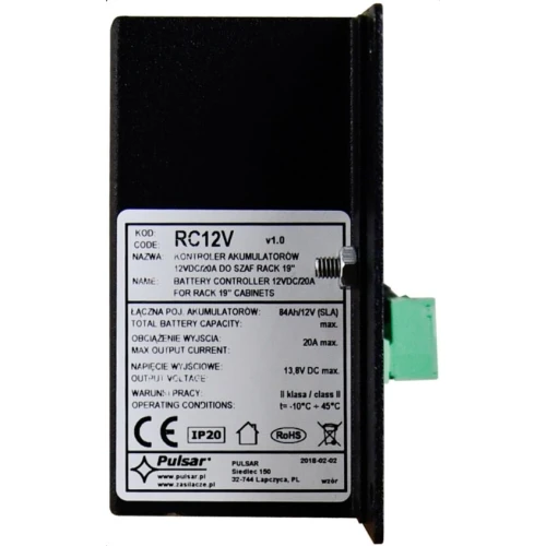 Kontroler akumulatorów RC12V 12VDC/20A do szaf RACK 19″
