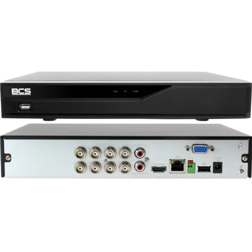 8x BCS-TQE3500IR3-B Rejestrator BCS-L-XVR0801-4KE-IV Dysk 1TB Monitoring