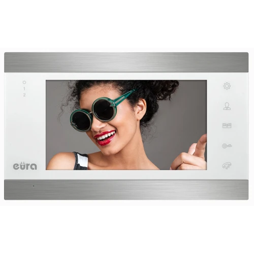 Monitor Eura VDA-01C5 - biały  LCD 7'' AHD pamięć obrazów