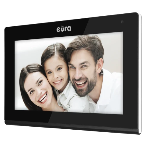 Monitor EURA VDA-08C5 - czarny, dotykowy, LCD 7'', FHD, WiFi, pamięć obrazów, SD 128GB