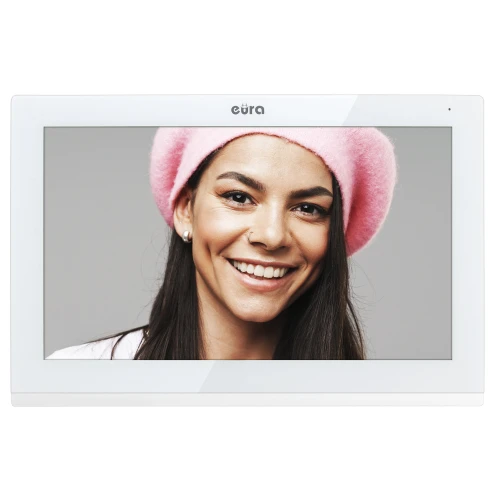 Monitor EURA VDA-09C5 - biały, dotykowy, LCD 7'', FHD, pamięć obrazów, SD 128GB, rozbudowa do 6 monitorów