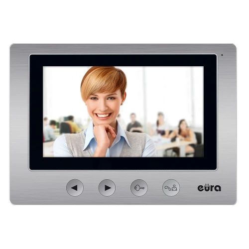 Monitor EURA VDA-20A3 EURA CONNECT srebrny, ekran 7'' otwieranie 2 wejść