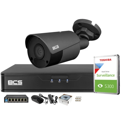 Monitoring 4K zestaw do firmy domu BCS Rejestrator IP BCS-P-NVR0401-4K-E 1x Kamera BCS-P-418RW-G Akcesoria