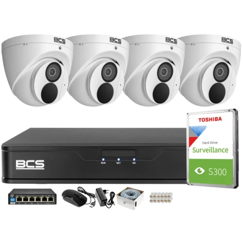 Monitoring 4K zestaw do firmy domu BCS Rejestrator IP BCS-P-NVR0401-4K-E 4x Kamer BCS-P-EIP28FWR3-Ai1 Akcesoria