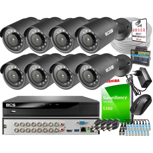Monitoring 4Mpx BCS Basic 4MPx 1TB H265+ 8x+ Kamera tubowa 3.6mm IR 30m