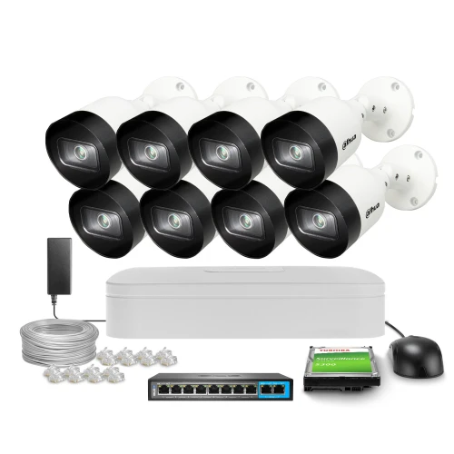 Monitoring 5 Mpx z dźwiękiem DAHUA 8x kamera IPC-HFW1530S-0280B-S6, Rejestrator NVR4108-4KS2/L