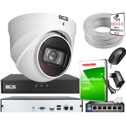 Zestaw do monitoringu z kamerą kopułkową 5 Mpx BCS-DMIP2501IR-Ai i akcesoriami