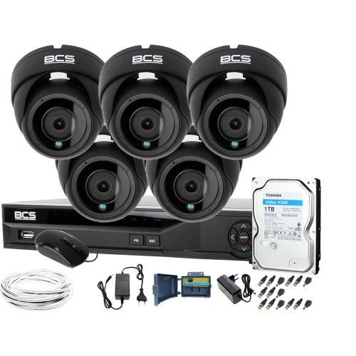 Monitoring BCS 5 kamer BCS-DMQE2500IR3-G BCS-XVR08014KE-II 1TB